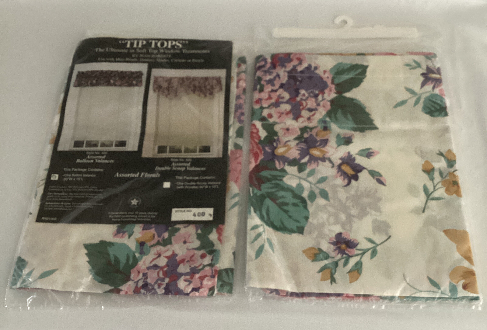 Two (2) Floral Balloon Valances 60” x 15” Tip Tops by Jean Roberts