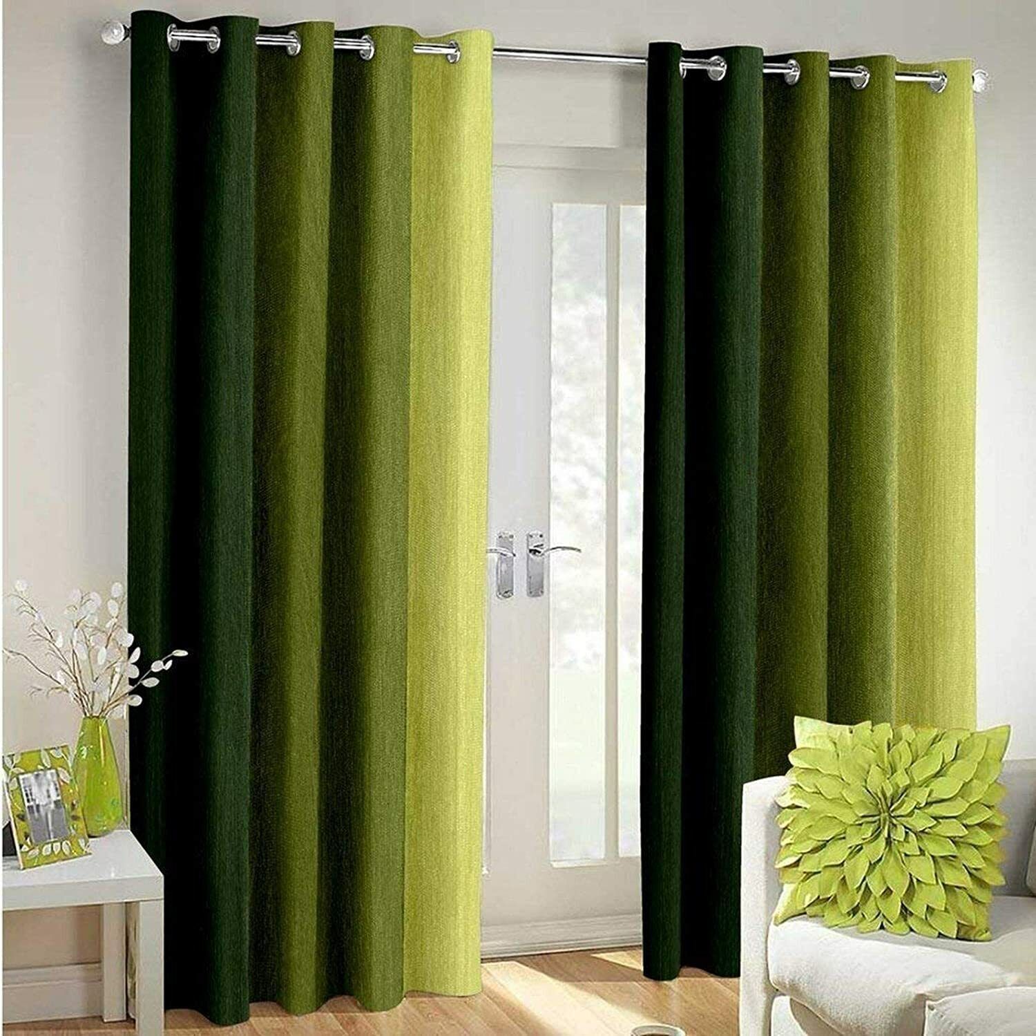 2 Piece Ombre Printed Grommet Ringtop Door Window Curtain Set 5 7 8 9 Feet Green