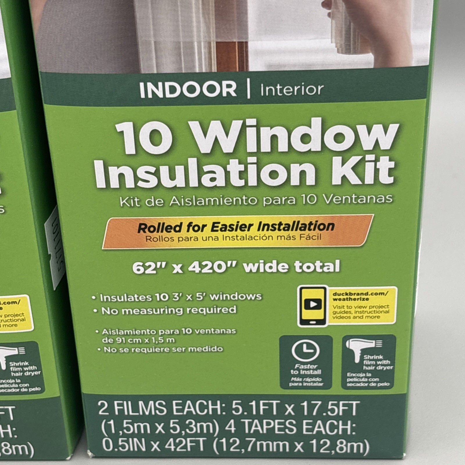 2 Box Lot – Duck Brand Indoor 62 inch x 420 inch 10 Window Insulation Kit NEW