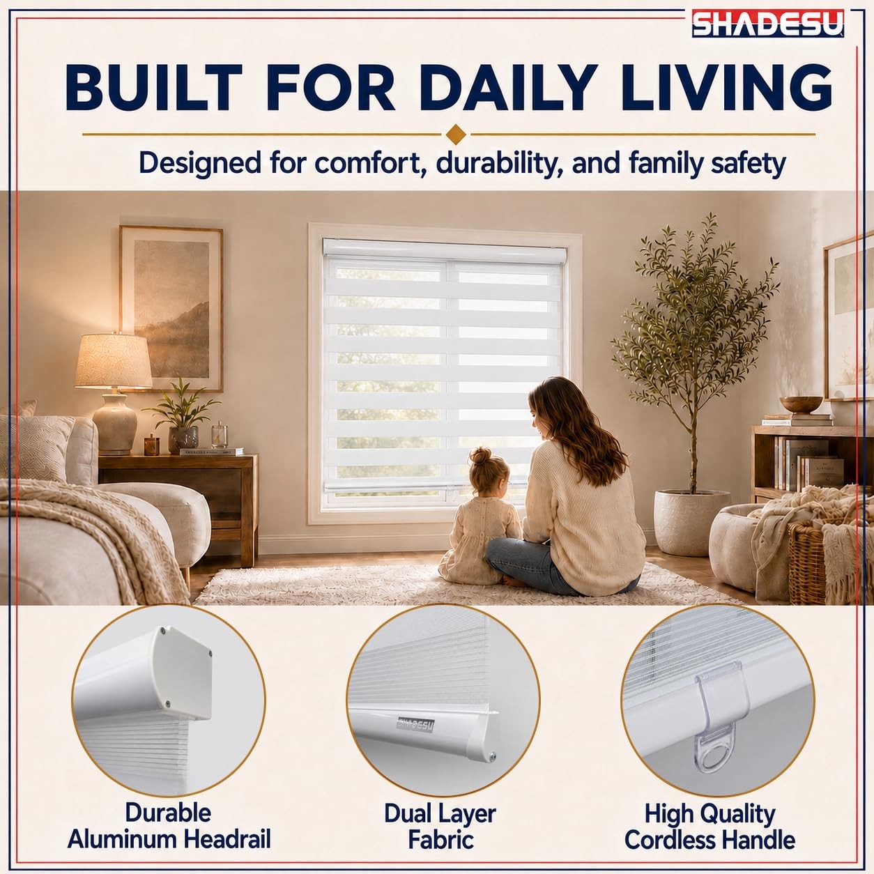 Cordless Zebra Blinds – Light Filtering Dual-Layer Window Shades for Privacy …