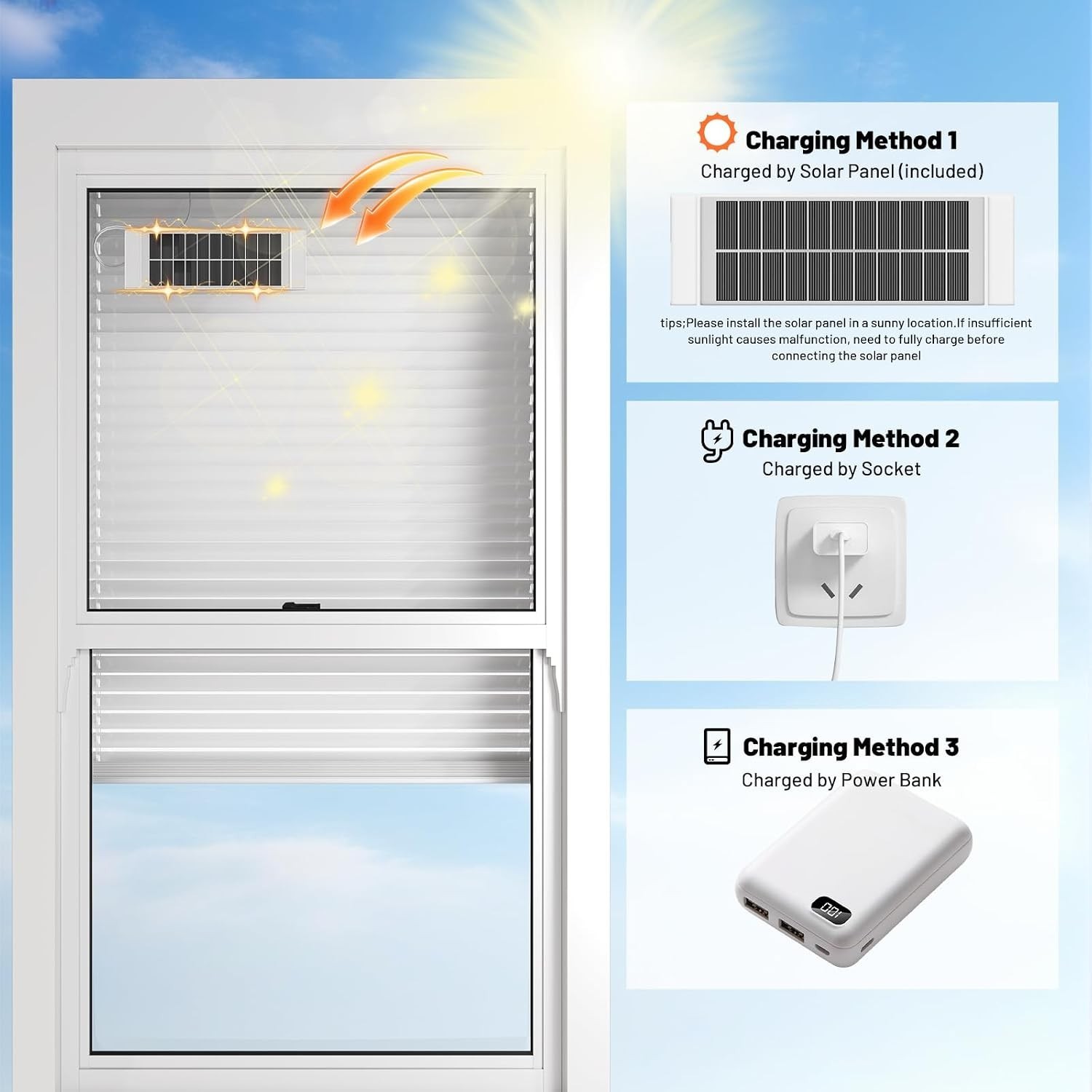 Motorized Smart Blinds with Remote Control – Solar Powered, Cordless, Automatic