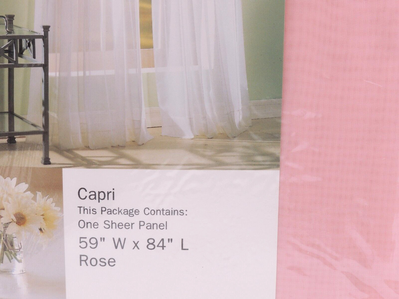 Pink Sheer Curtain Panels & Scarf Set Capri Lichtenberg Voile 59X84″ Rose New