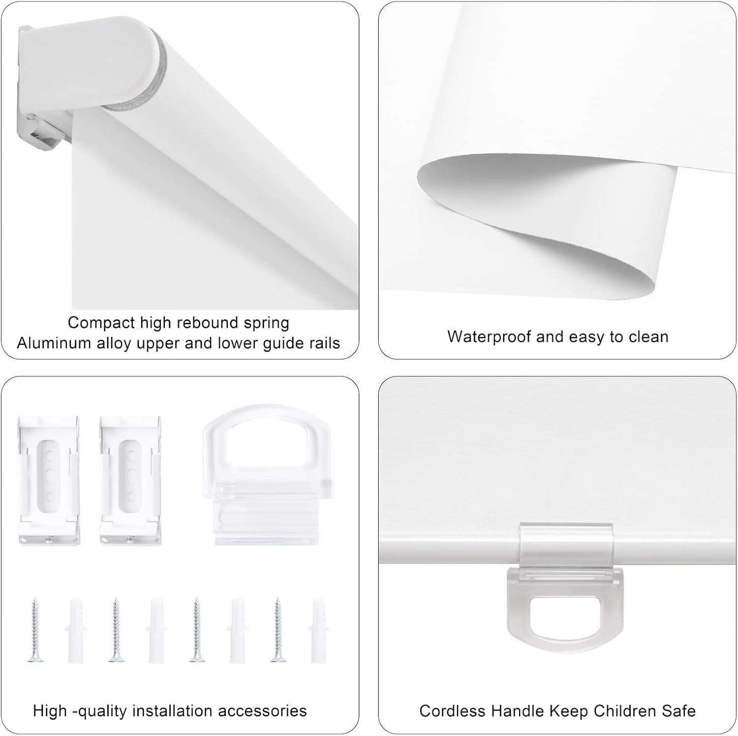 White Cordless Blackout Roller Shades 23″W x 72″H – Elegant Thermal Insulation