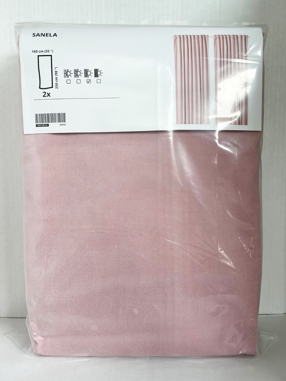 Ikea SANELA Curtains Room Darkening 55×98 ” 1 pair, light pink 104.140.14 – NEW