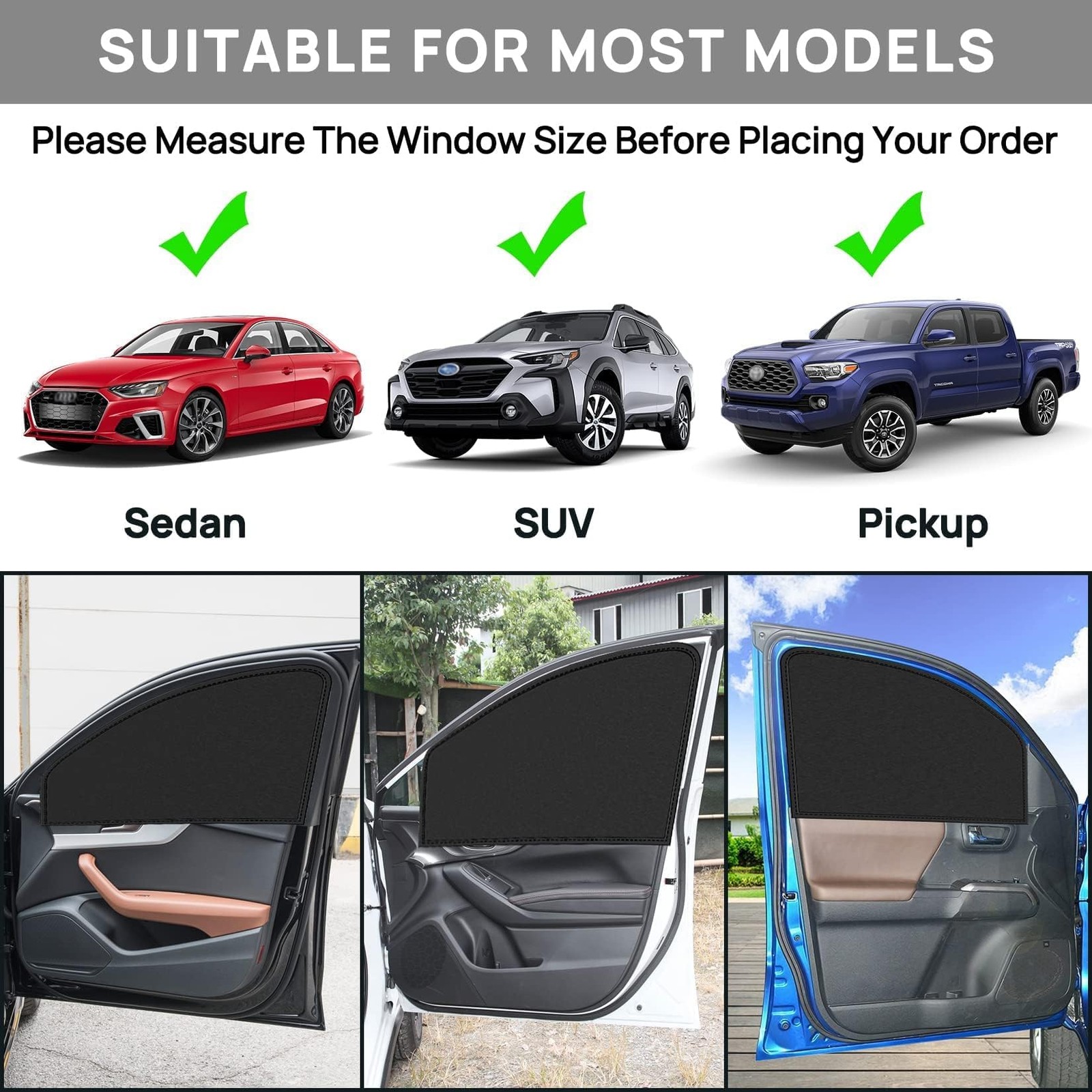 Side Window Sun Shade Magnetic Universal Sunshade Privacy Blinds Car Black