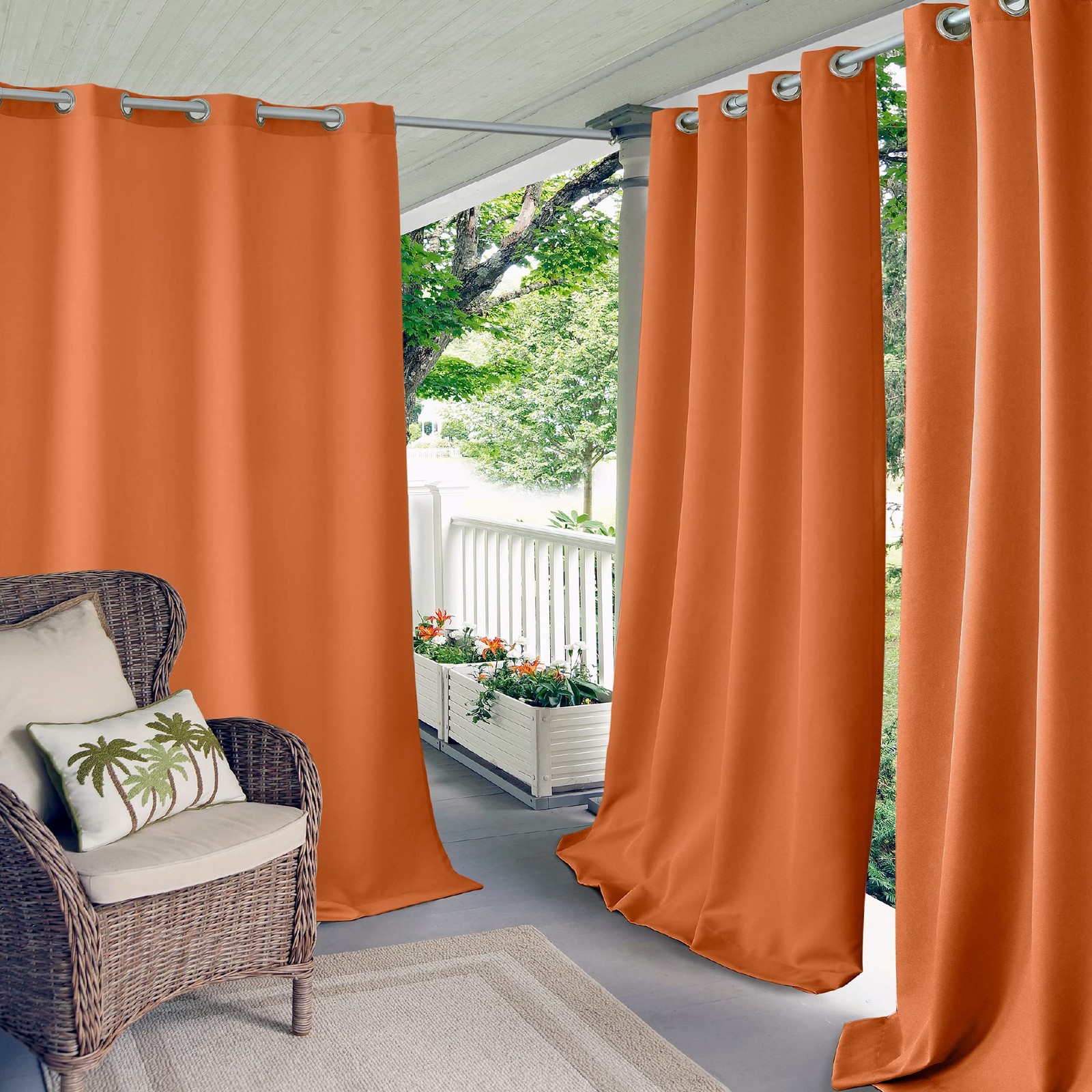 Home Fashions Connor Weatherproof Grommet Top Indoor/Outdoor Solid Color Curt…