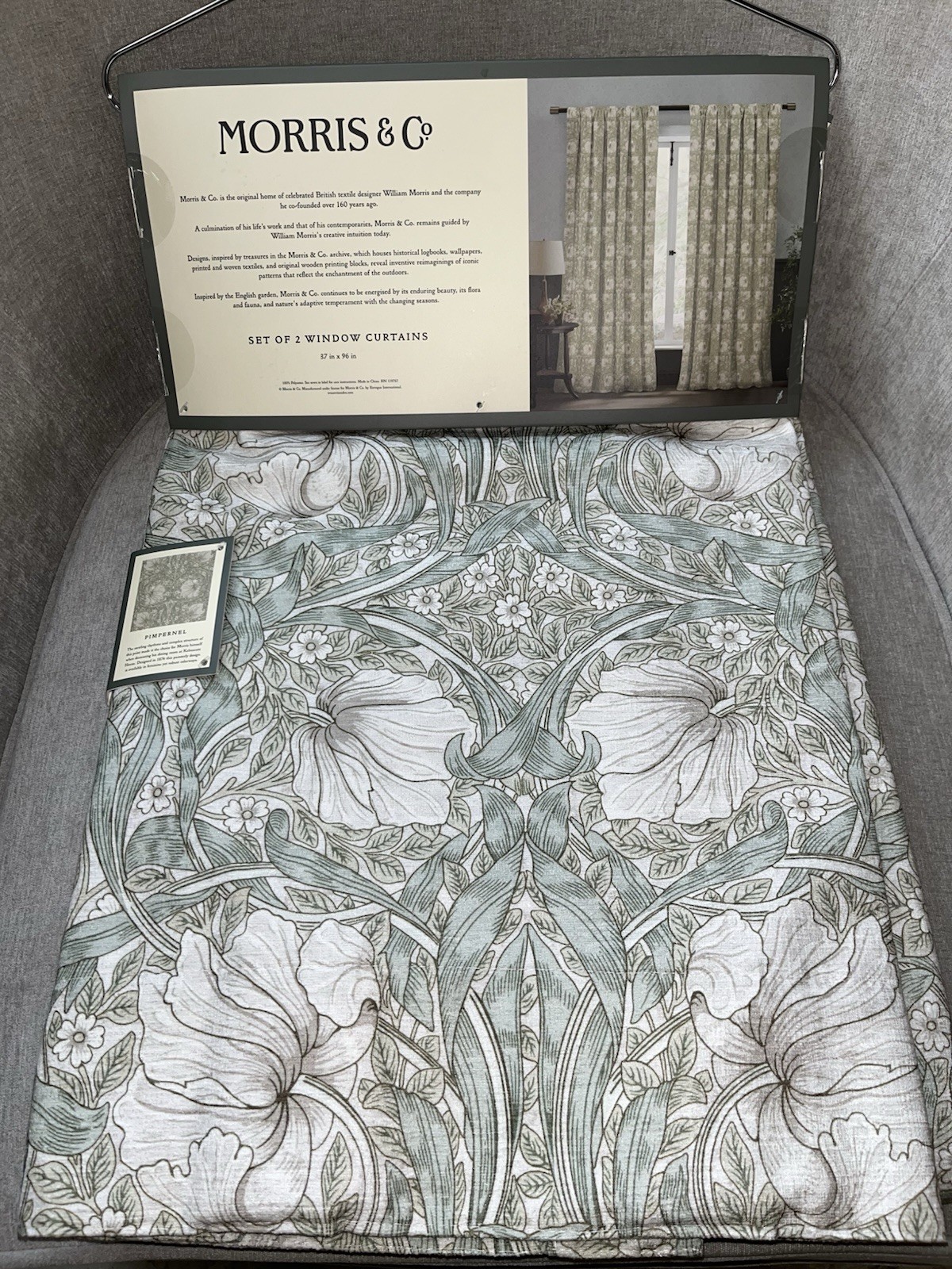 Morris & Co Pimpernel Window Drapes Panels Set Of 2 Size 37” x 96” Nwt