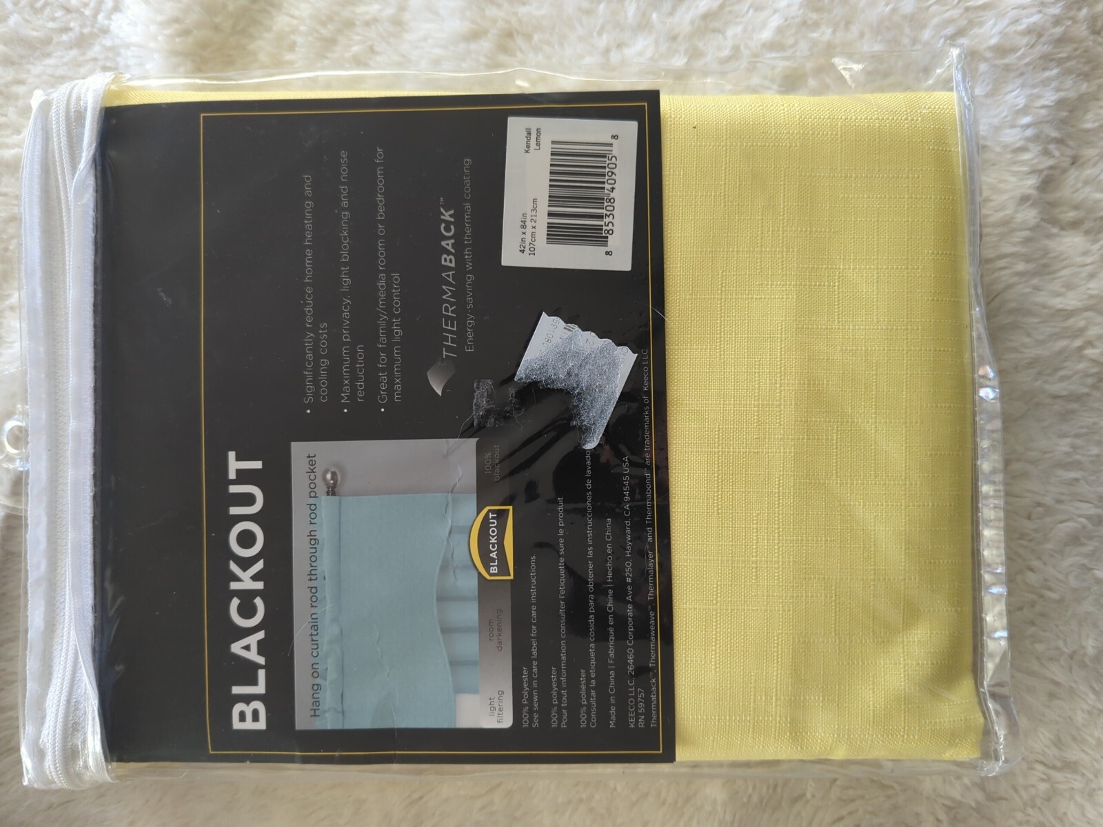 Eclipse Lemon Rod Pocket Blackout Curtain – 42 in. W x 84 in. L ( Single Panel)