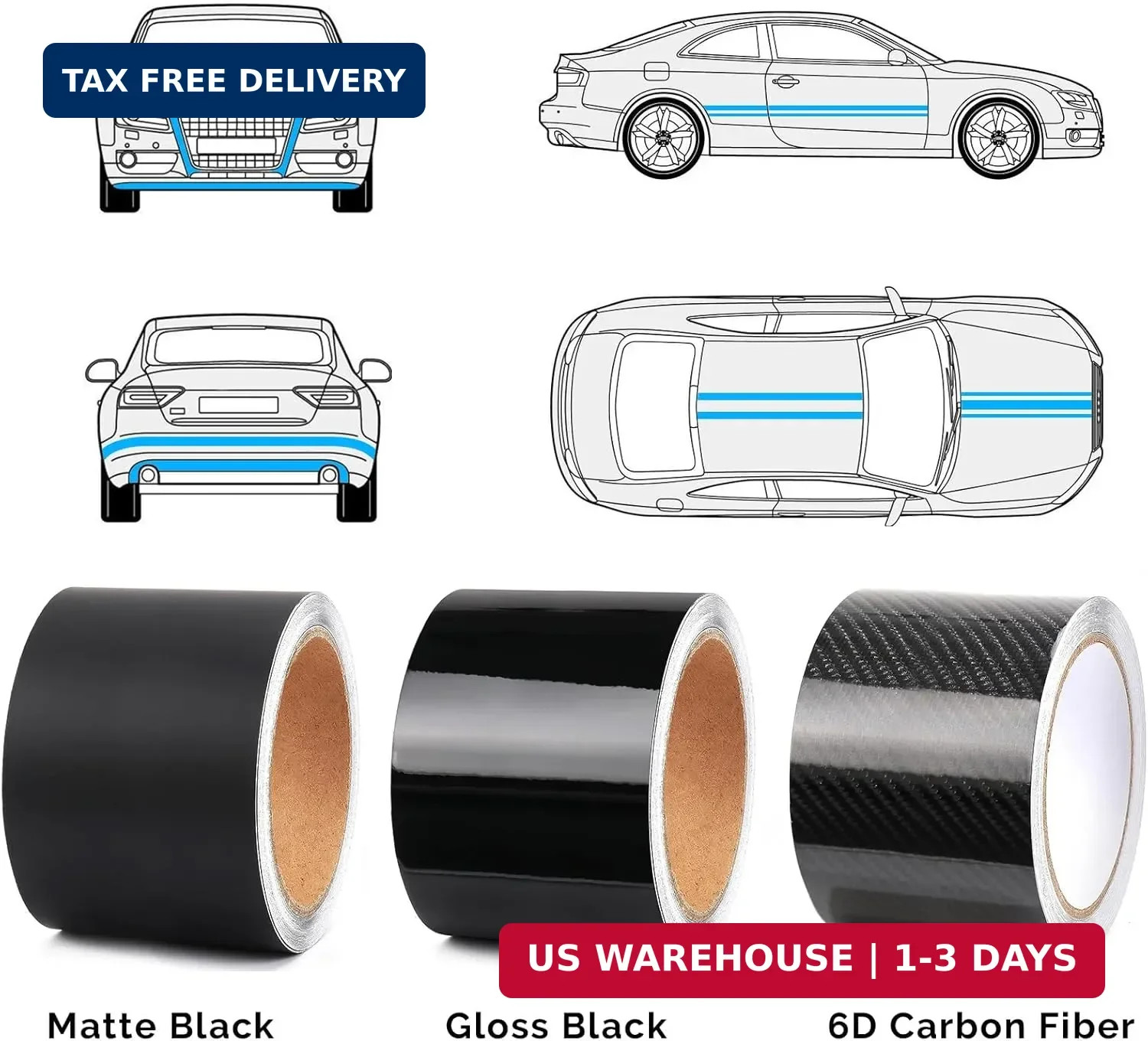 4″ × 30 FT Gloss Black Vinyl Wrap Air Release Film, Chrome Delete Window Trim St