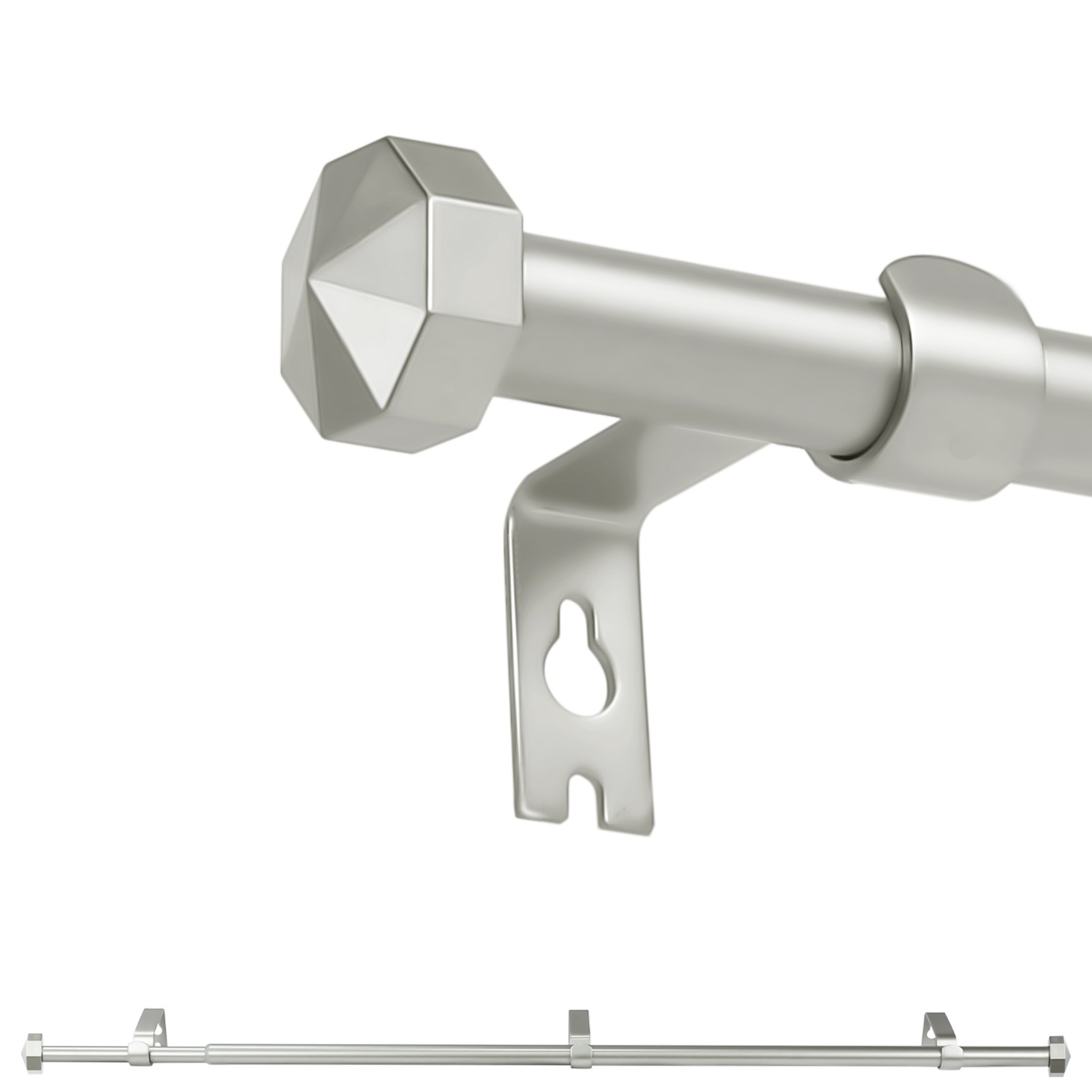 2-1 PCS Single Curtain Rod w/ Octagonal Finial, 5/8 In Dia Drapery Rods 28″-120″