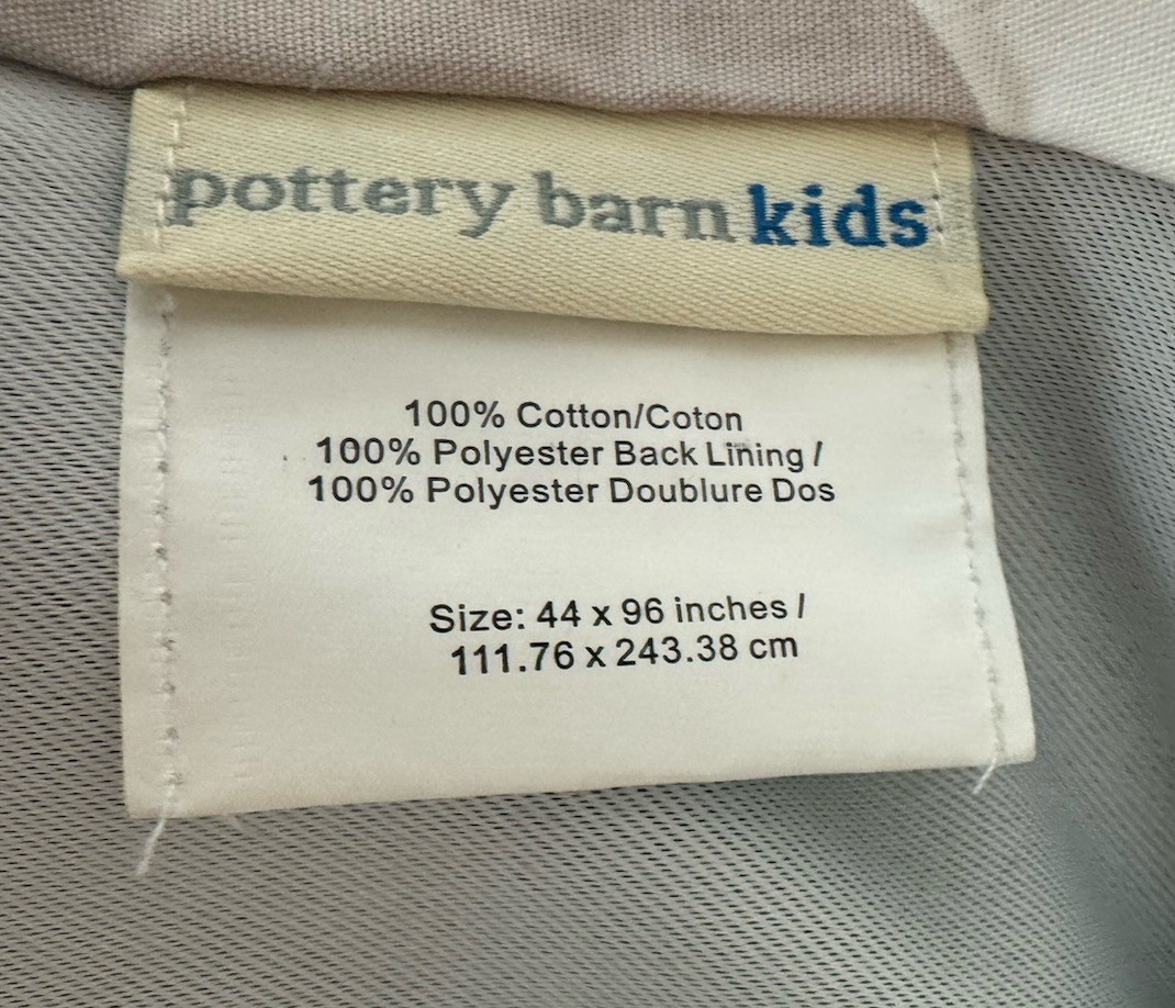 2 Pottery Barn Kids Khaki/White Chevron Lined Blackout Curtain Panels 44”x96”