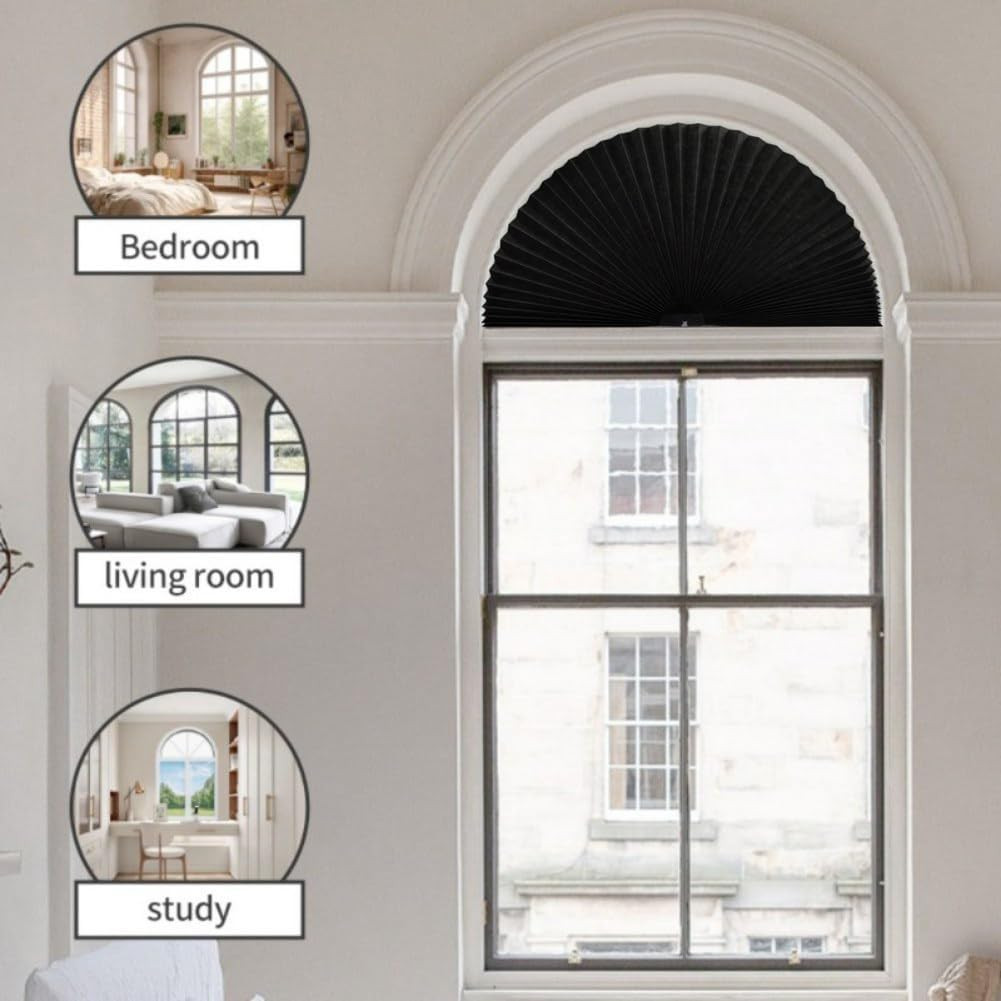 Arch Half Circle Window Shade Pleated Blinds No Tools Light Filtering Pleated Fa
