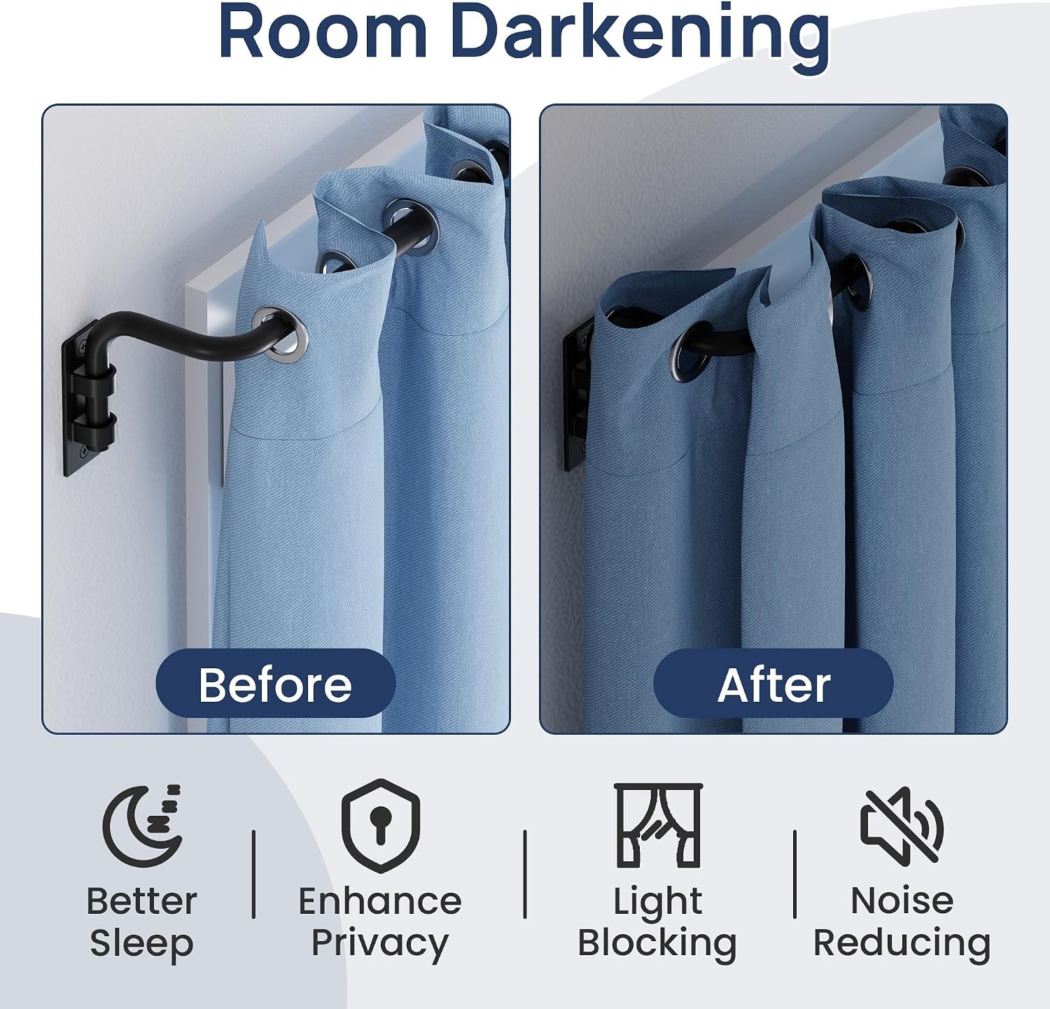 Blackout Curtain Rod Wrap Around Room Darkening Adjustable Window Hardware