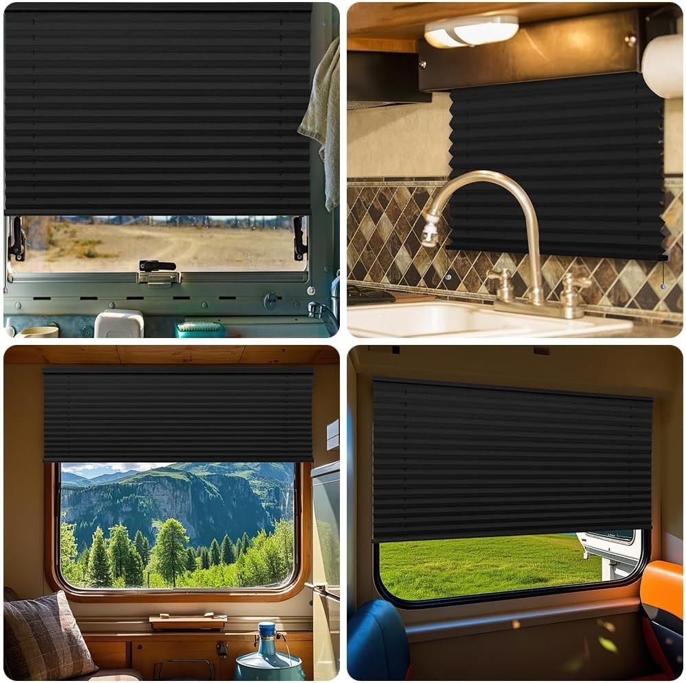 RV Blinds Camper Window Blackout Shades Curtains 50″ W x 32″ L w/Install