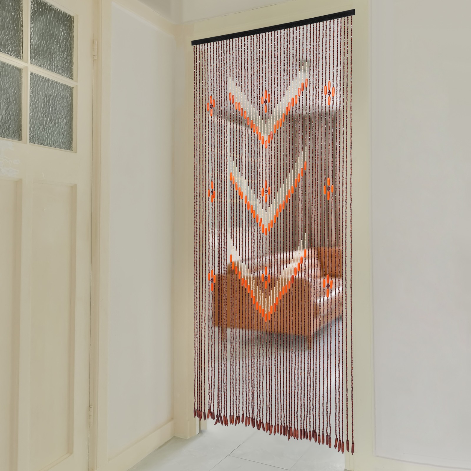 190×90 cm Bamboo Wood Beaded Curtain – 52 String Decorative Doorway Panel