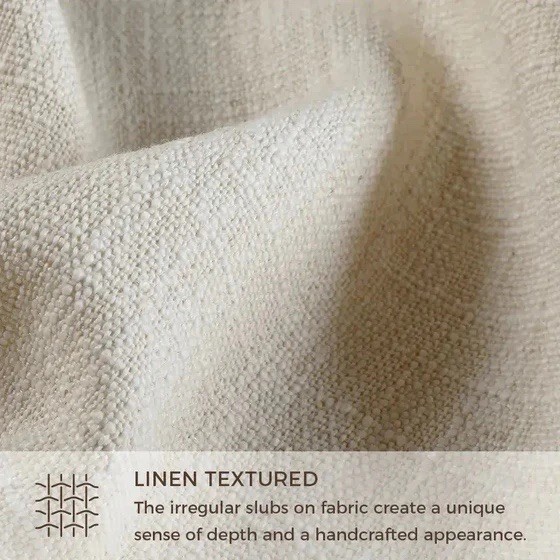 TWOPAGES Liz Linen Drape Pleated Curtains (1) 52”Wx96”L Ivory White Unlined