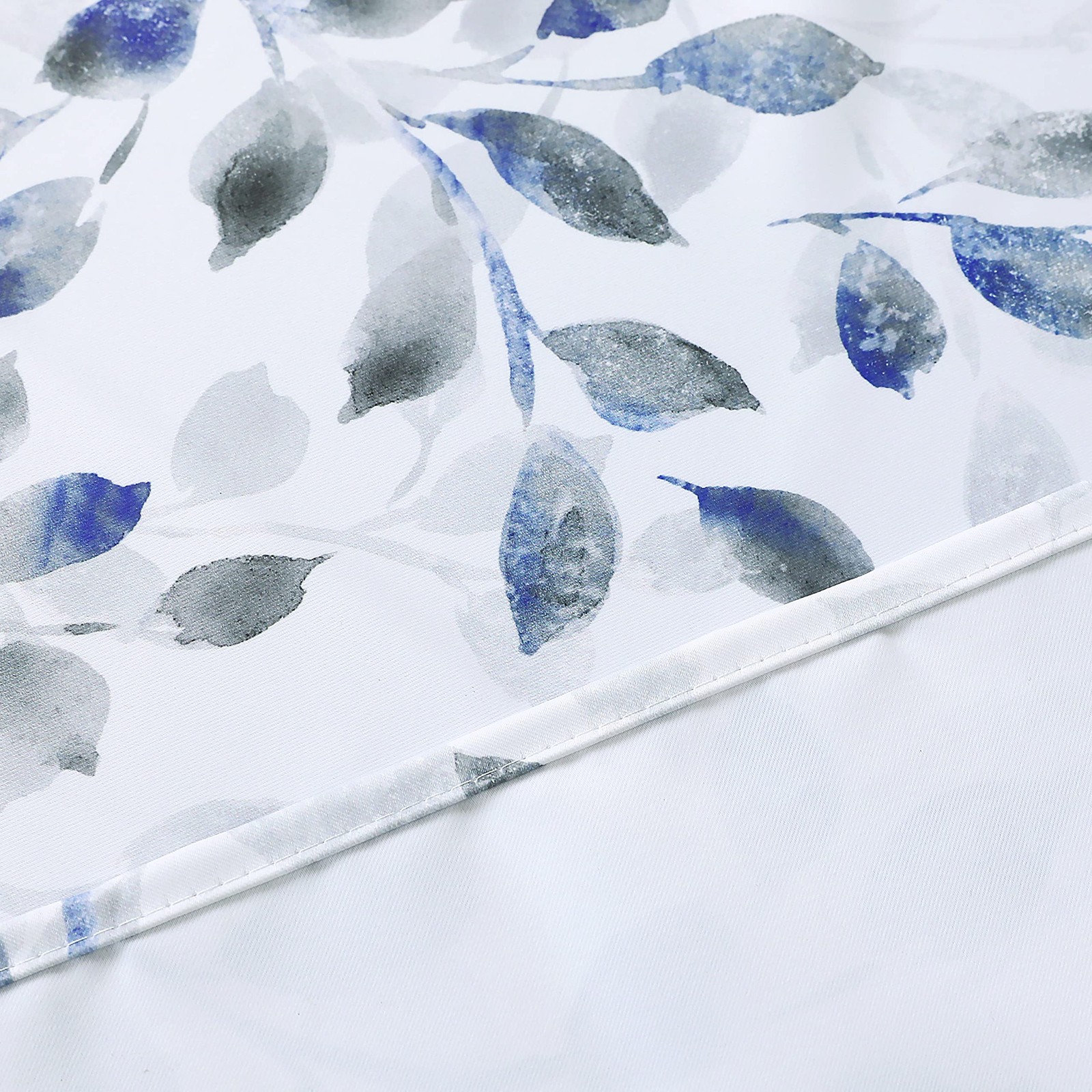 Watercolor Leaves Print Window Valance Blue Gray Floral Rod Pocket 52×18