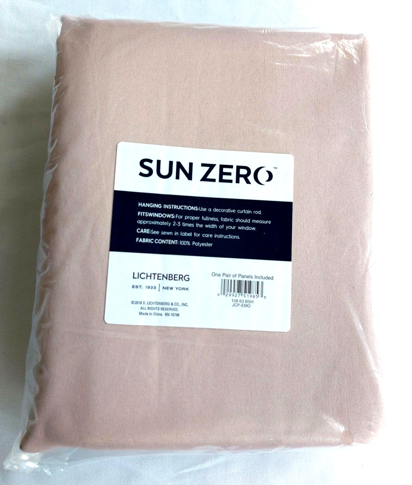 Sun Zero Set of 2 Room Darkening Rod Pocket Panels 54 x 63 in each Blush