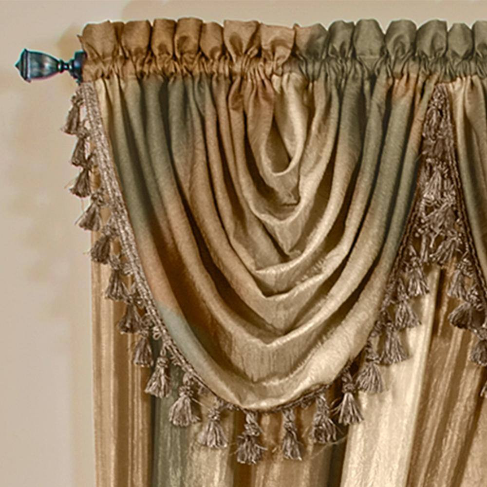 Ombre 42 In. L Polyester Window Curtain Waterfall Valance in Earth