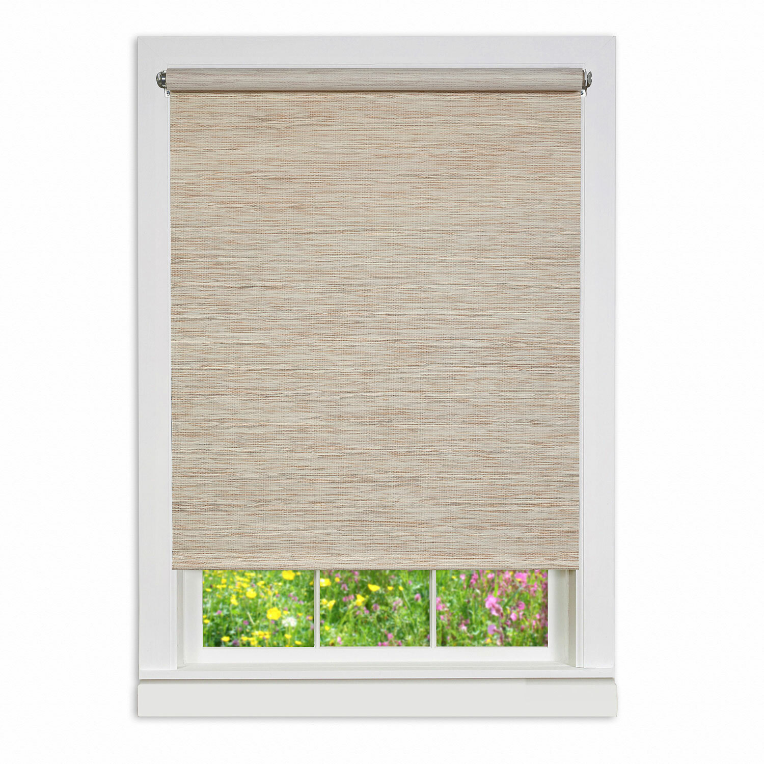 Achim Natural Cordless Fabric Privacy Roller Shade 34 in. W x 72 in. L