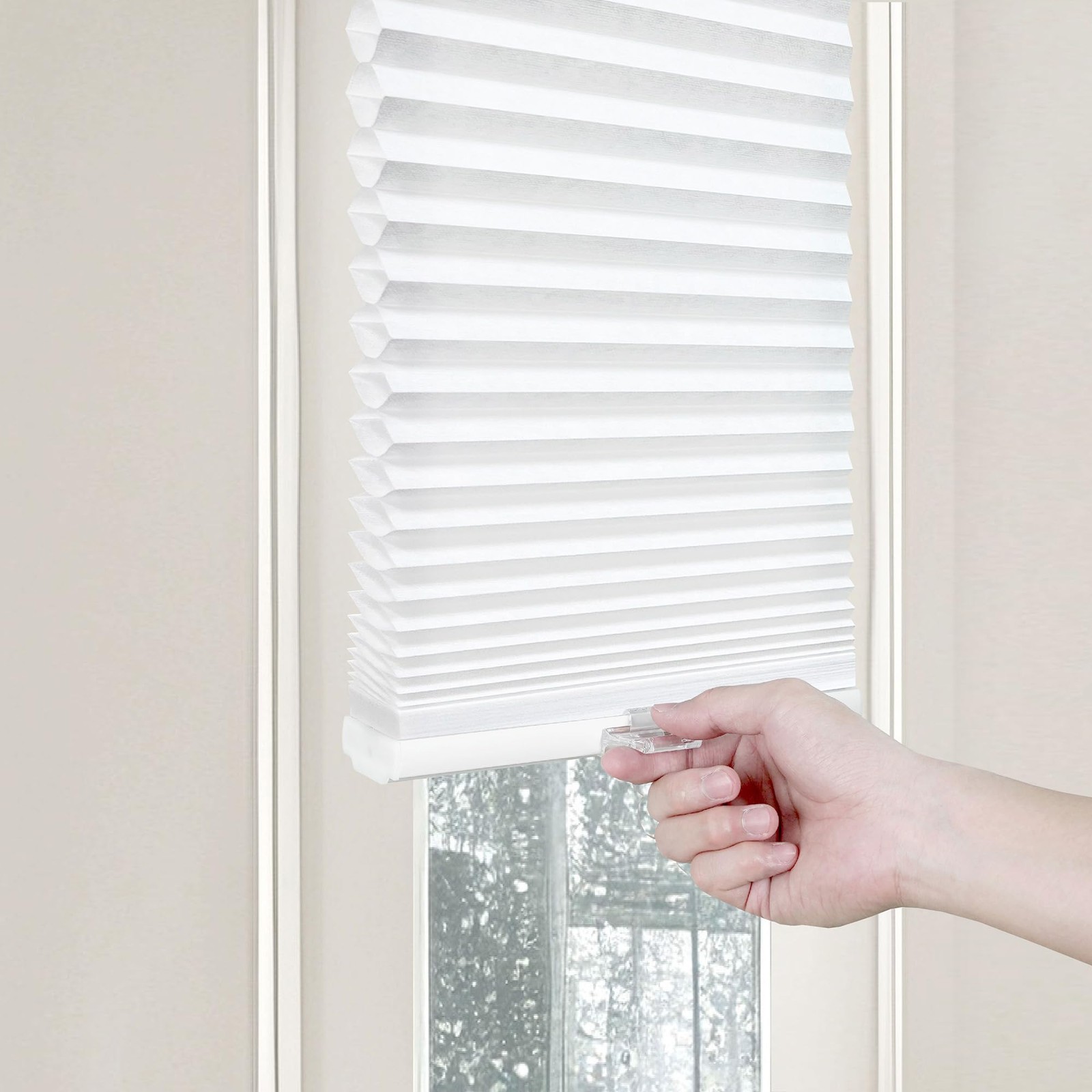 Cordless 1.5″ Light Filtering Sidelight Cellular Shade, 7″ W x 72″ H, White