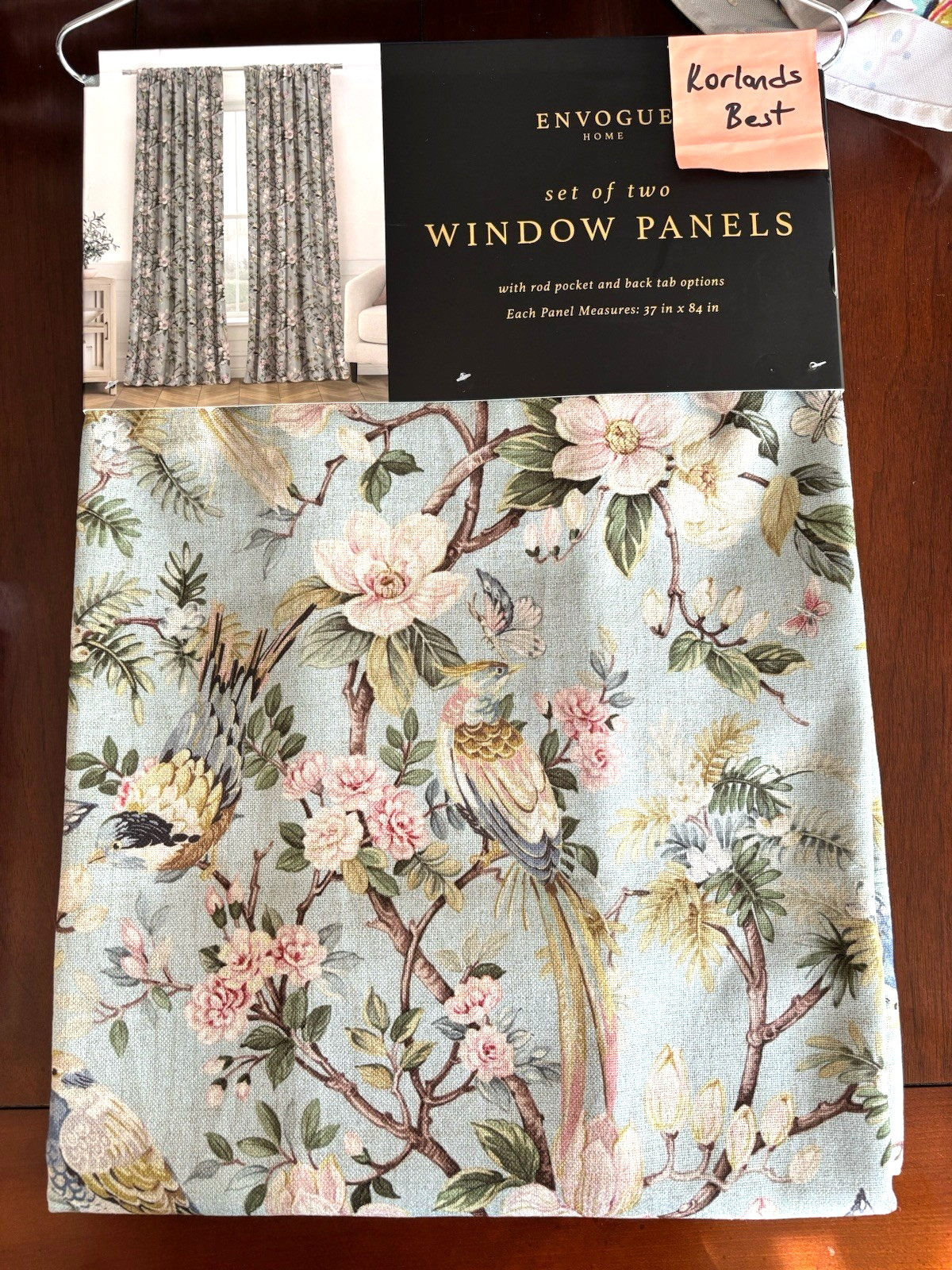Envogue Floral Birds Curtains 37″ x 84″ Botanical 2 Panels Rod Pocket New