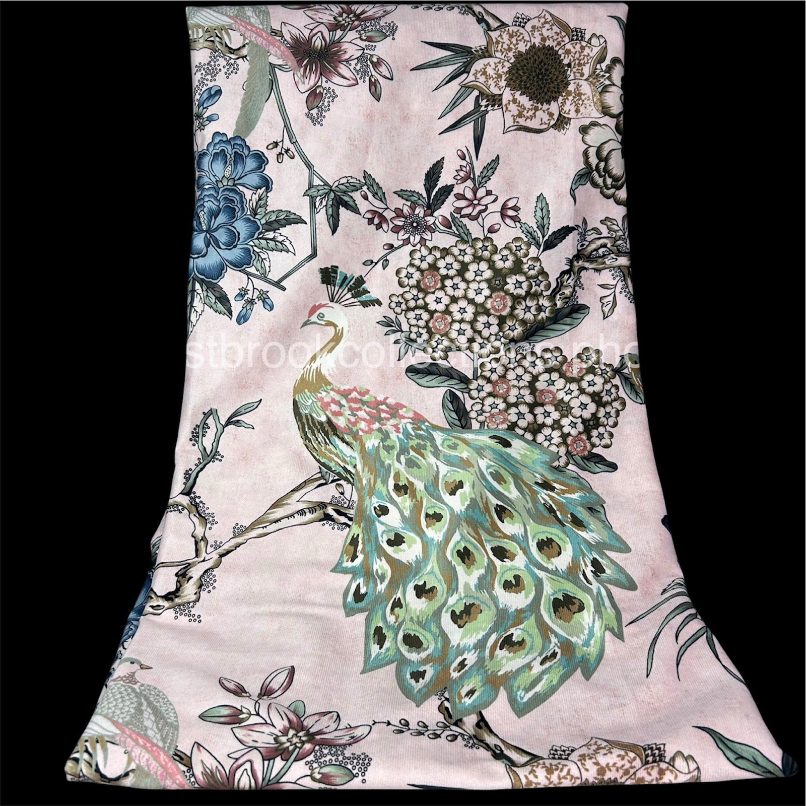 Callisto Home PEACOCK FLORAL Window Curtains 2 Panel Set Each 38×96″ LIGHT BLUSH