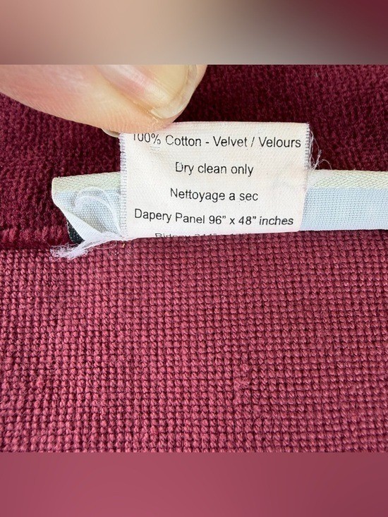 Pottery Barn Velvet Twill Merlot Red Drape Set 48×96 100% Cotton Mexico READ