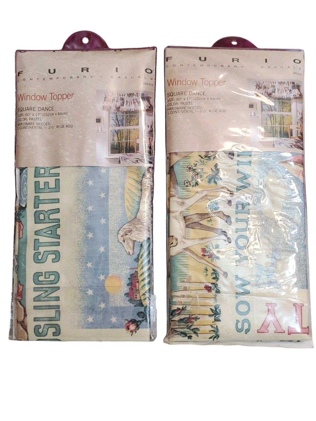 Vintage Furio Window Topper SQUARE DANCE Pouff Valance Curtain Pocket 60″ x 17″