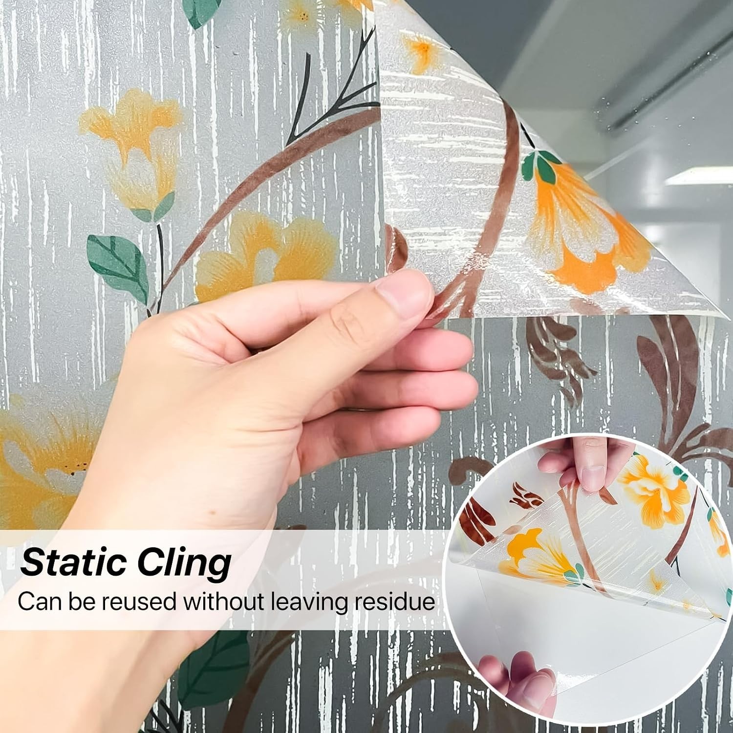 Elegant Stained Glass Window Privacy Film – UV Blocking Non-Adhesive 11.8×78.7