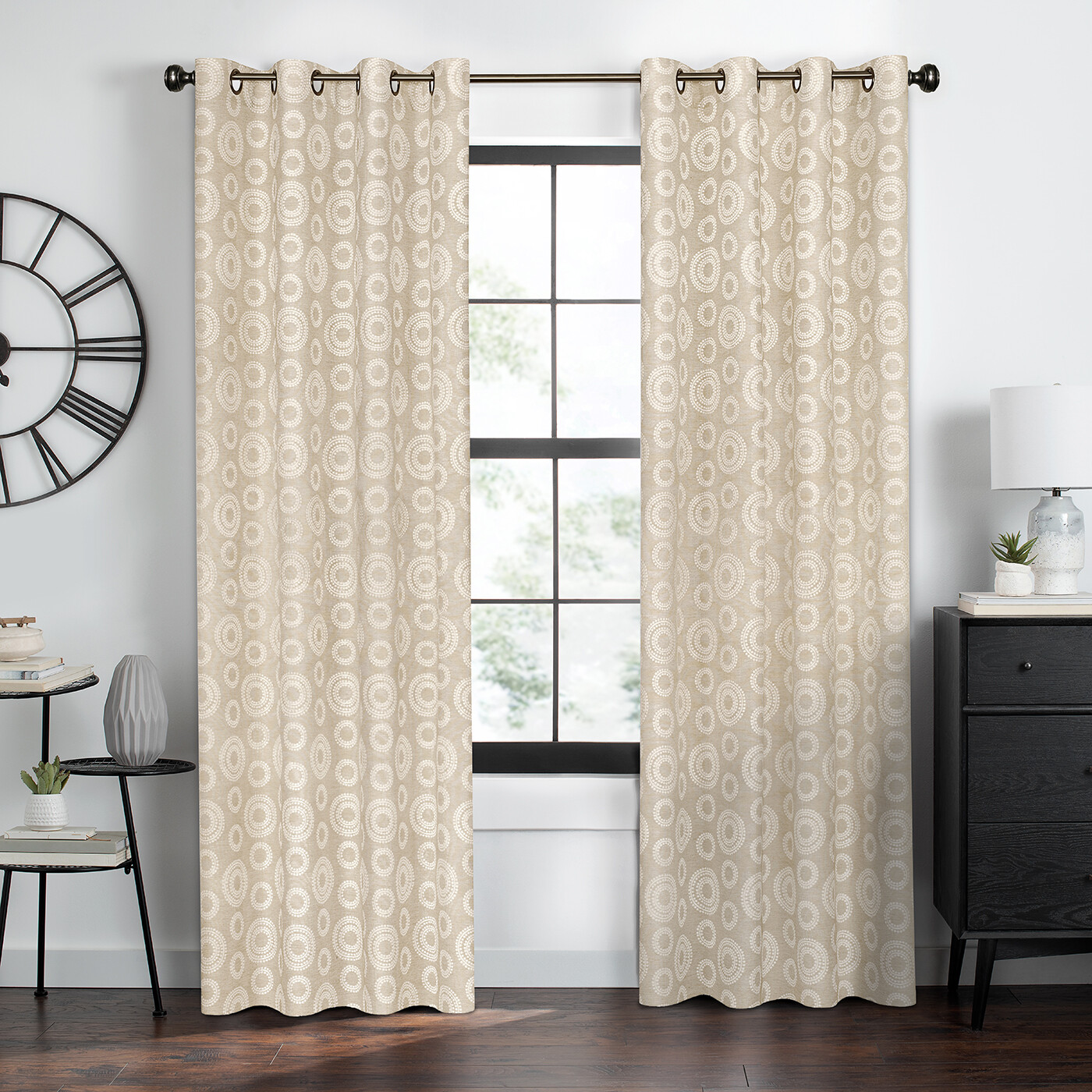 PowerSellerUSA 2-Pack Geometric Window Curtain Panels Woven Jacquard Fabric for