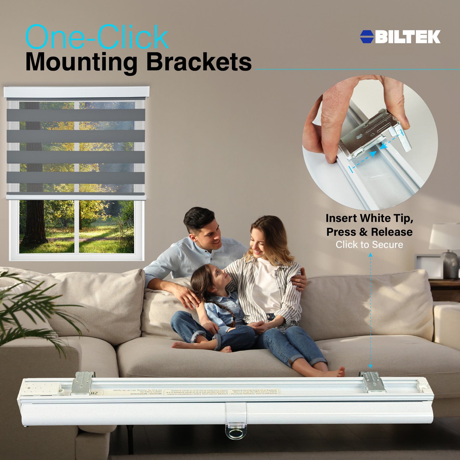 Cordless Zebra Roller Blinds Sheer Shades, Sheer or Privacy – Gray, 30″W X 72″H