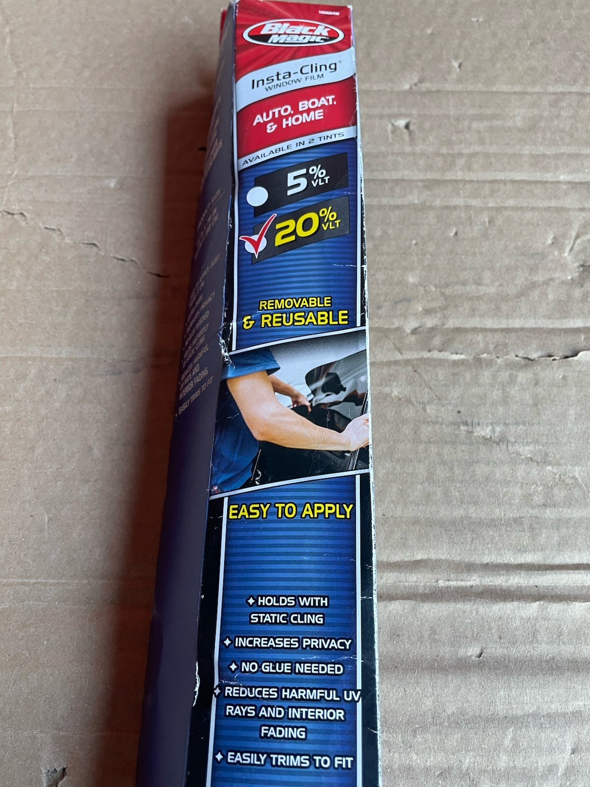 Black Magic Insta-Cling 5% VLT Tinted Car Window Privacy Film (Damaged Box)