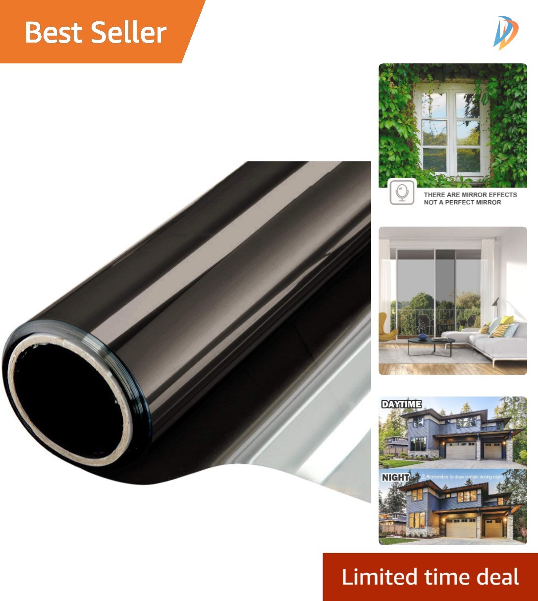 Environmentally Friendly Static Cling Window Film – One-Way Mirror Style 6 Mil