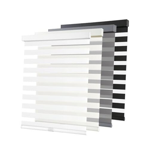 Cordless Zebra Blinds for Windows Pull Down Roller Window 24″W x 72″H White