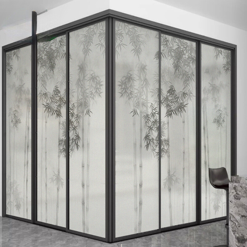Bamboo Frosted Window Film Static Cling Glass Sticker Chinese Decals Home Decor