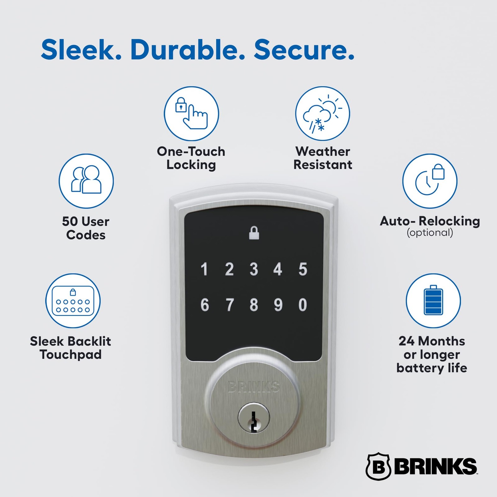 Brinks Keyless Entry Electronic Touchpad – Backlit Keypad Deadbolt