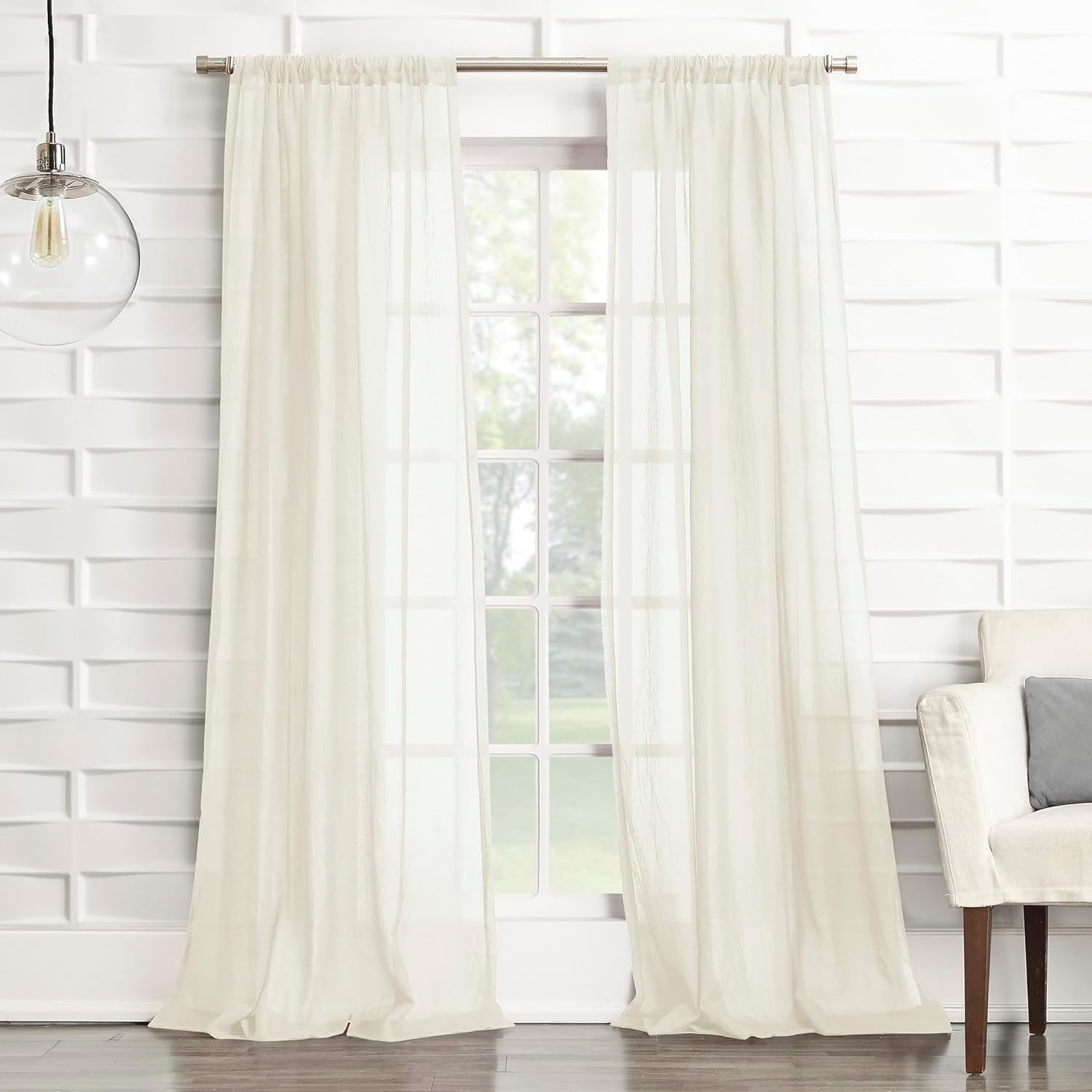 Versatile 50″ x 84″ Cream Semi-Sheer Rod Pocket Curtain Panel for Any Room