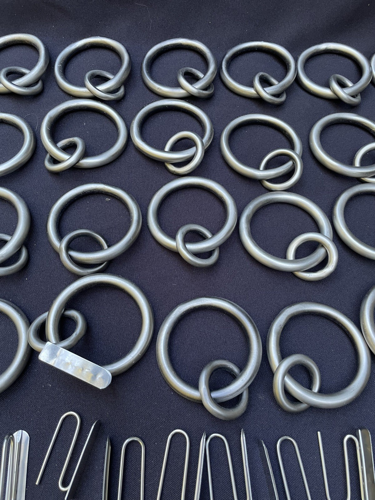 43 Pcs Silver Steel Double Round Curtain Rings 1.75” ID, 2.5” OD Heavy, Thick