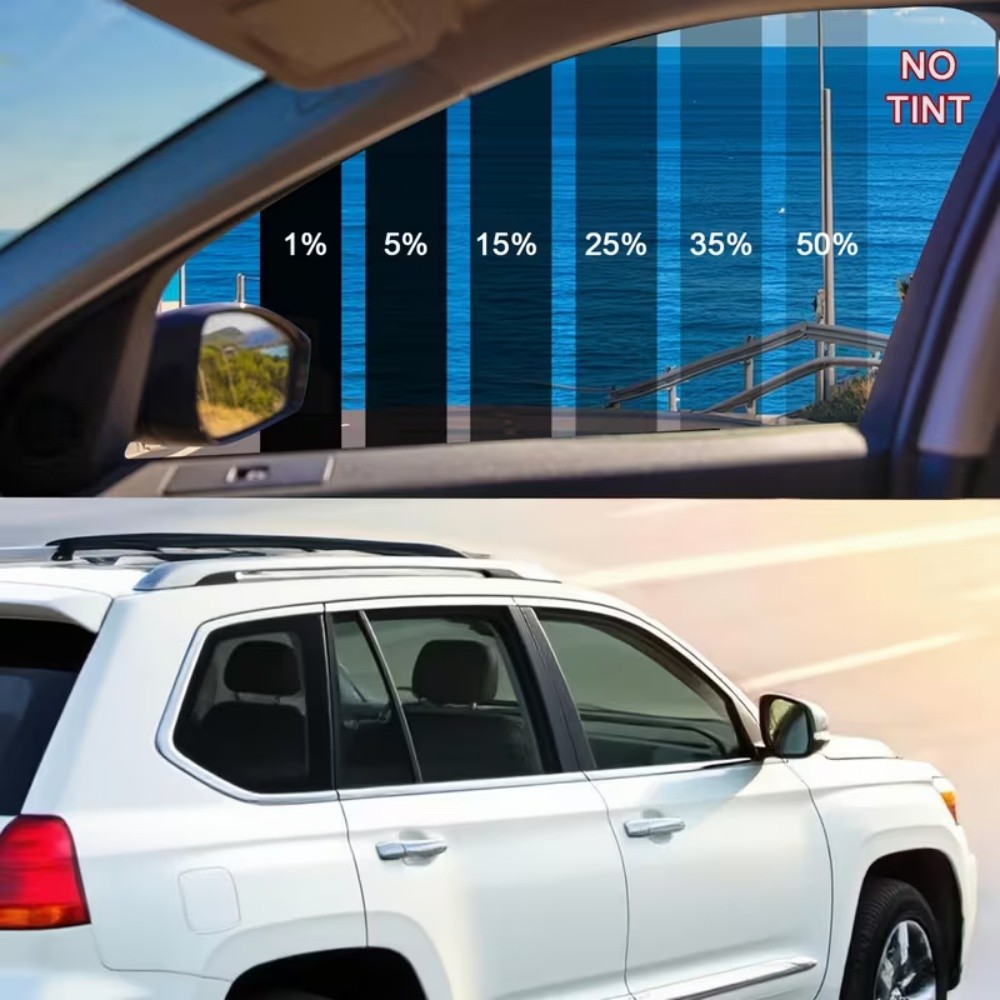 2 Rolls 5% VLT Black Static Cling Window Tint Film-Solar UV Protection And Heat