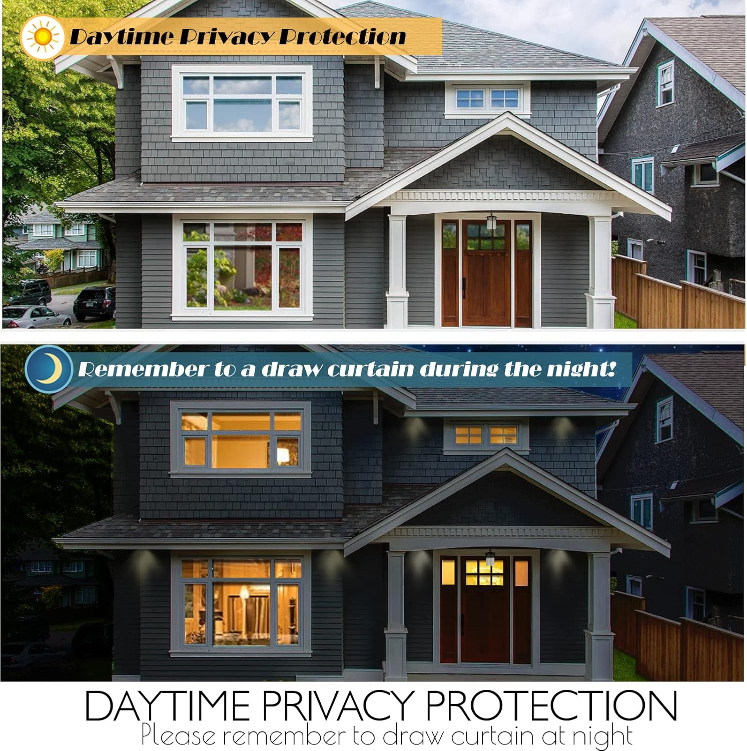 One Way Mirror Window Film Daytime Privacy, Reflective Window Tint for Home, Hea