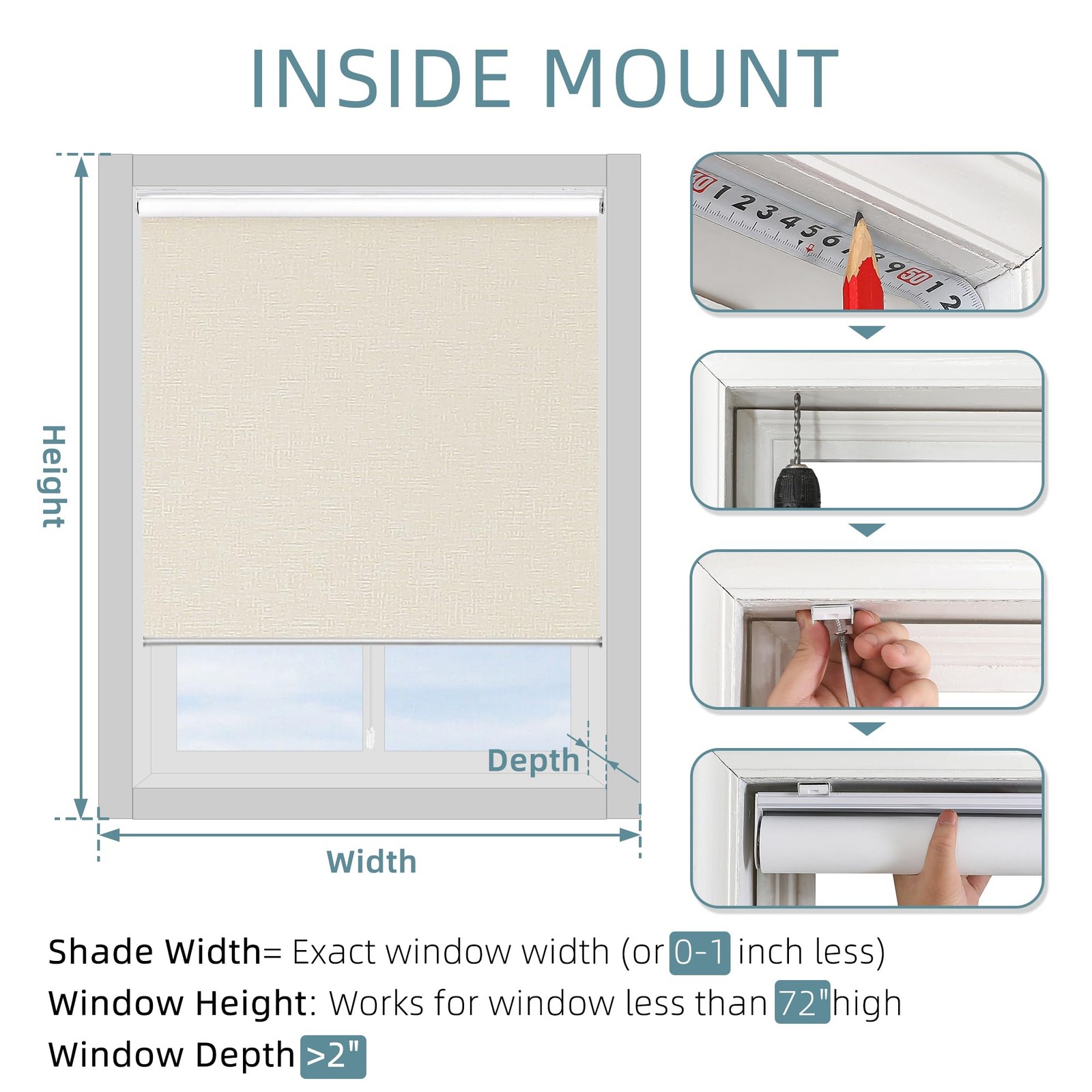Chrisdowa Cordless 100 Blackout Roller Shade Striped Jacquard Thermal Insulated