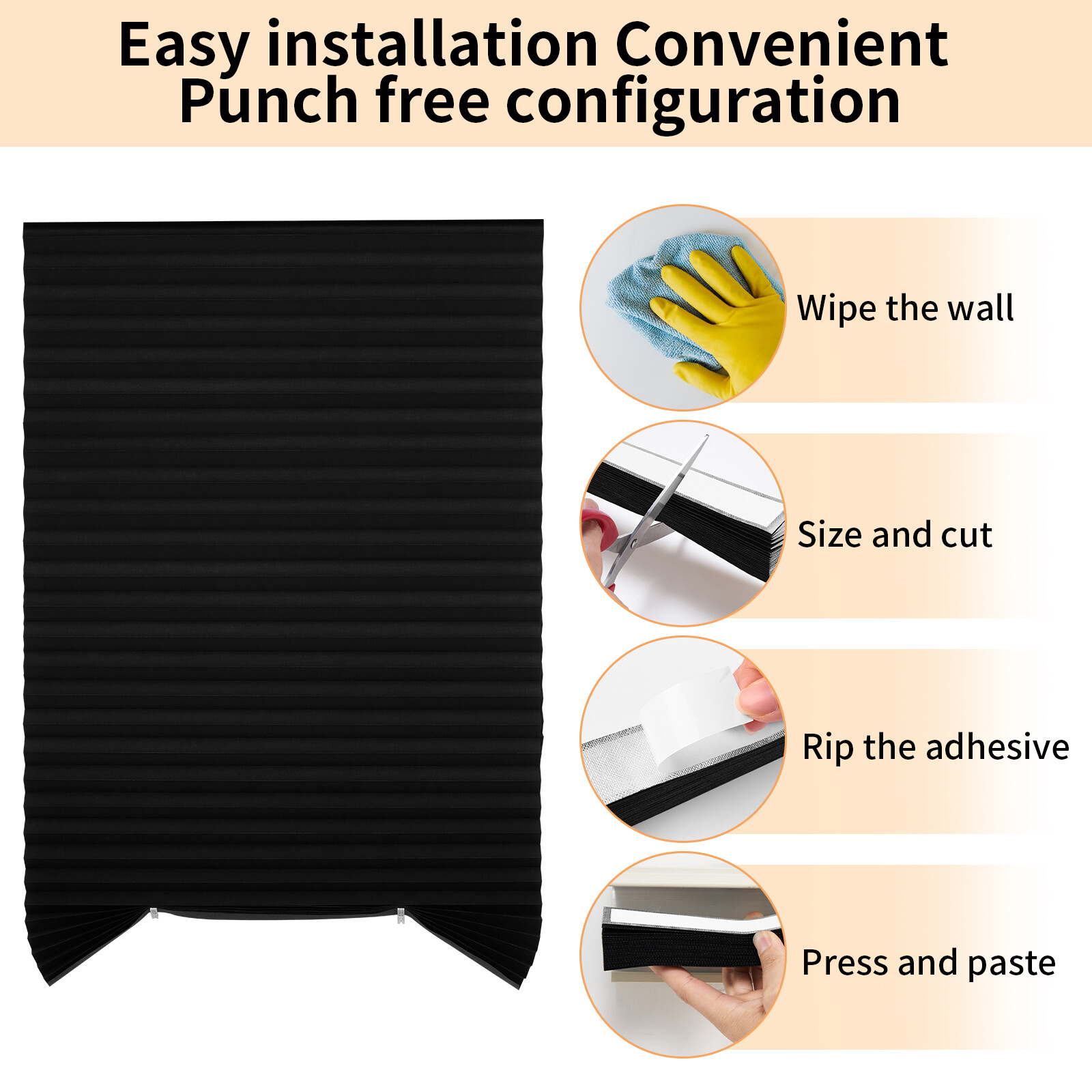 Window Shades Blinds Cordless Self Adhesive Temporary Pleated Paper Blinds Doors