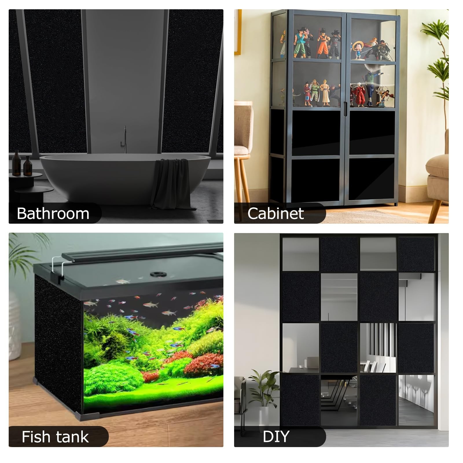HIDBEA Blackout Window Film,100% 17.5 Inch x 6.5 Feet, Total Blackout-grid