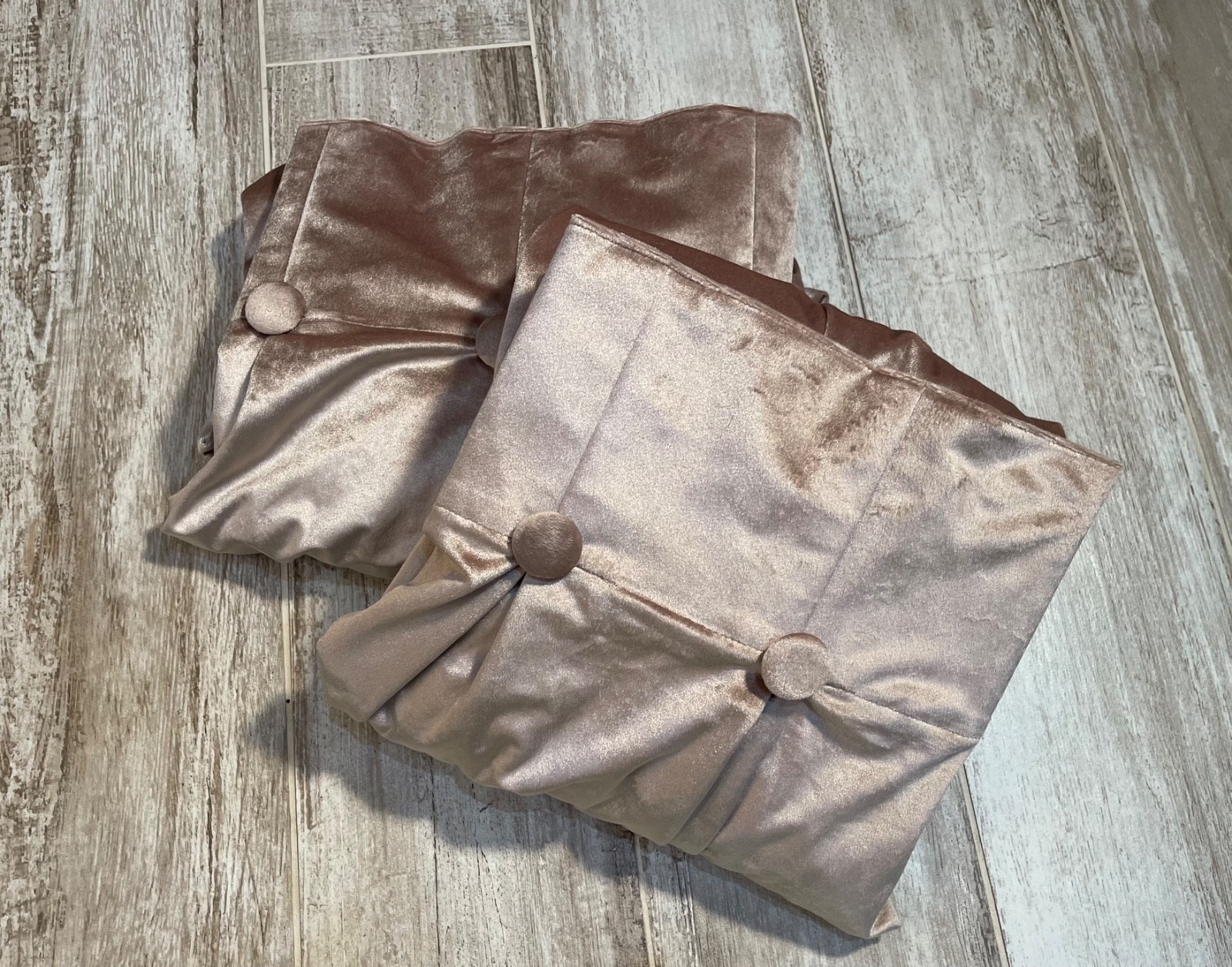 DKNY Curtain Panels Set of 2 Velveteen Taupe 93″X31″ Plush Button Tab Top