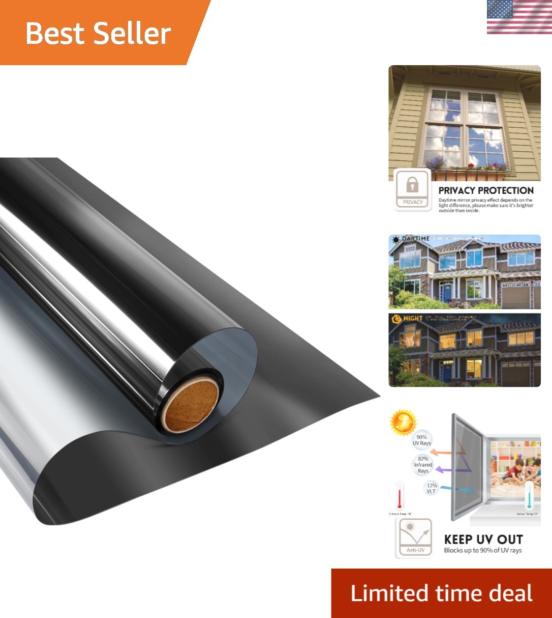 Window Privacy Film One Way Reflective Daytime Privacy Heat Blocking Anti UV …