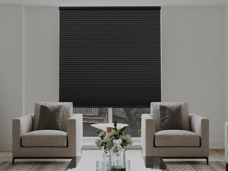Custom Cut Cordless Room Darkening Blackout Black Cellular Shade Honeycomb Blind