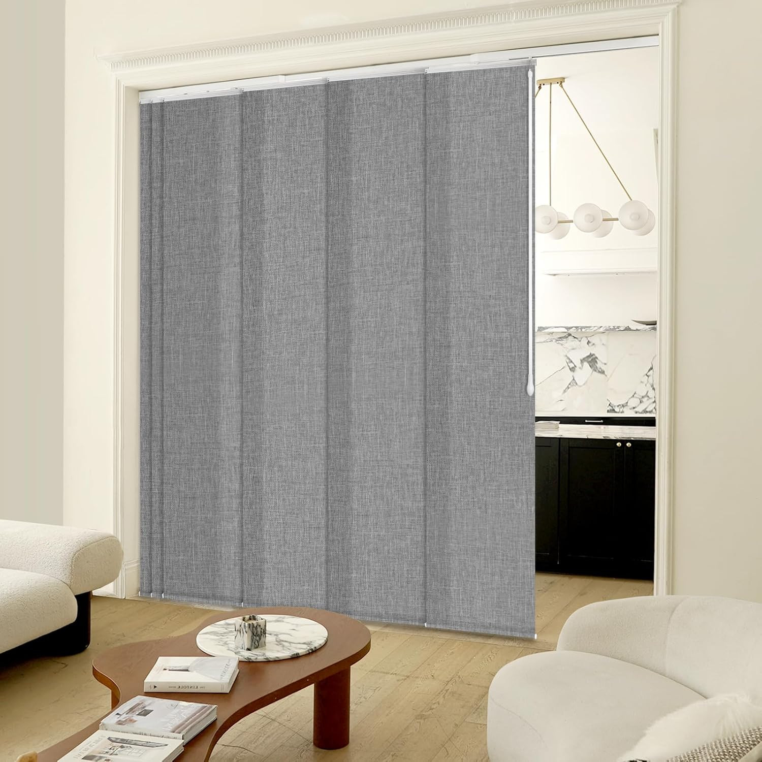 Adjustable Panel Track Blinds Manual Blackout Vertical Blinds for Sliding Door (