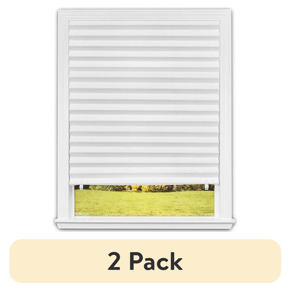 (2 pack) No Tools Original Light Filtering Pleated Paper Shade White, 36 in x