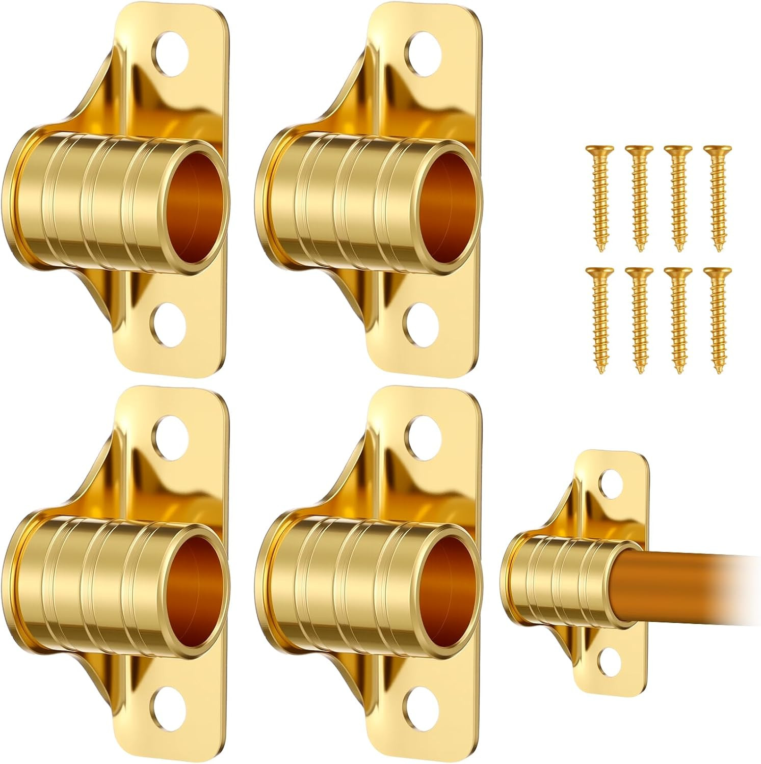 4 Pcs outside Mount Curtain Rod Bracket 3/8″ Brass Bracket Set